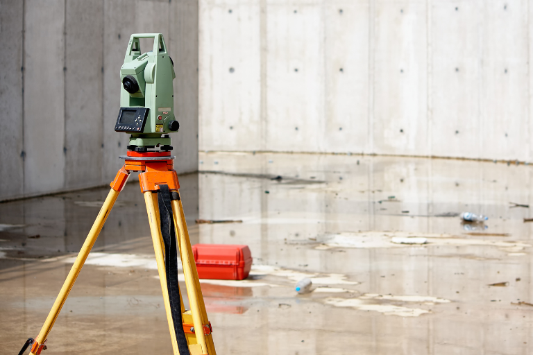 Total station used for surveying and subsurface utility station